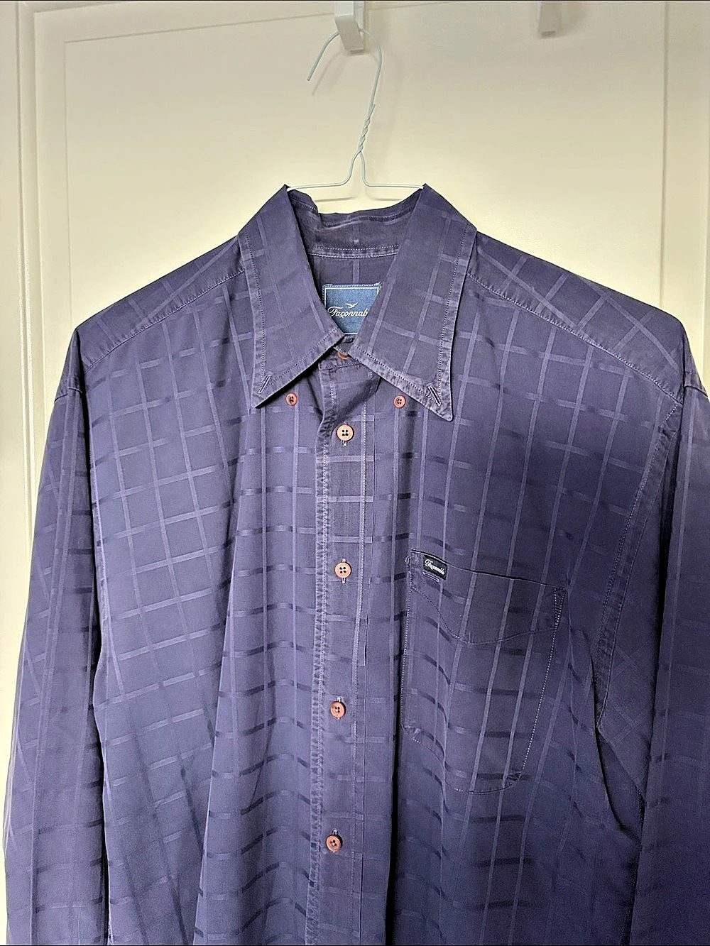 Faconnable Plaid Cotton Button Down in Purple Size Large